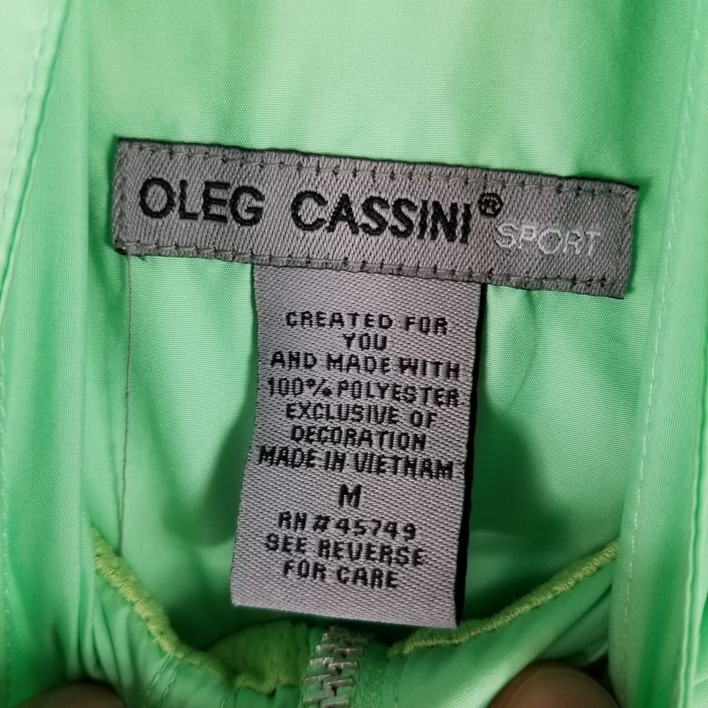 Oleg Cassini Sport Womens Mint Green Windbreaker Anorak & Pants Tracksuit Set M - Picture 4 of 12